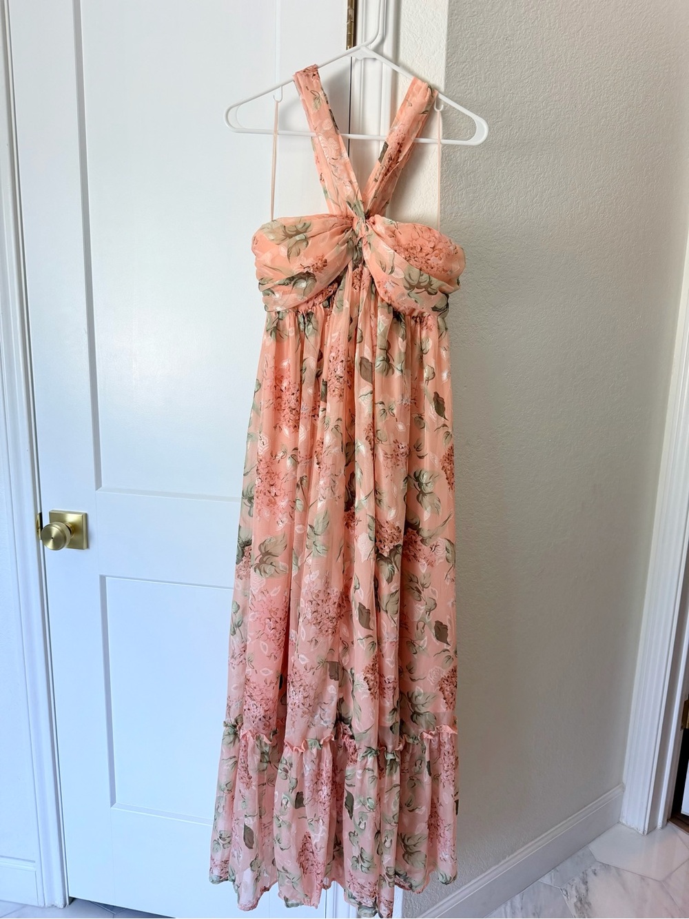 Pinkblush Peach Floral Maxi Dress